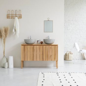 Mueble para lavabo de teca maciza de 120 cm