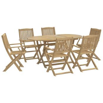 Juego De Comedor Para Jardín 7 Piezas Madera Maciza Acacia