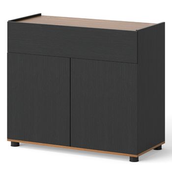Costway Aparador Buffet con Almacenamiento Mesa para Estación de Café de Madera con 1 Cajón y 2 Puertas Credenza Estilo Moderno Rústico Negro