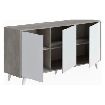 Aparador gris claro efecto madera blanco 154x40h72 cm