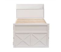 cama nido de madera maciza - 90x190cm - con 2 cajones y puerto de carga usb en el estante - blanco