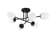 lampara de techo camflo-10385 crema negro metal vidrio 81x81x32 cm