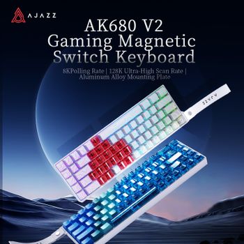 Teclado Magnético con Cable AJAZZ AK680 V2 para Juegos y Oficina, Equipado con Reposamuñecas a Juego, Frecuencia de Sondeo Ultra Baja de 8K, Baja Latencia, Teclas Intercambiables en Caliente, 3 Tipos