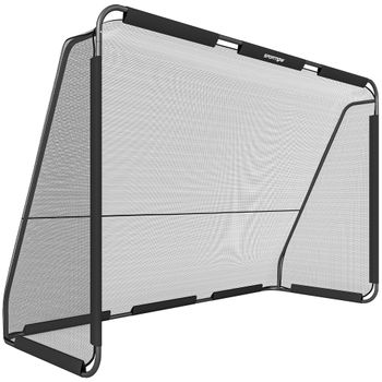 SPORTNOW Portería de Fútbol para Jardín 300x120x200 cm con Red Resistente Estructura Metálica y Piquetas para Suelo Negro   Aosom España