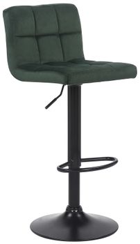 Taburete de bar regulable y giratorio en terciopelo verde