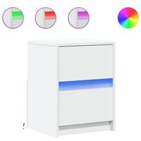mesita de noche con cajones y led 38 x 34 x 50 cm en madera contrachapada blanca dec032764