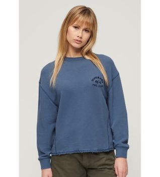 Superdry para mujer. W2012072A Sudadera Athletic Essential azul (XS), Casual, Algodón, Manga larga