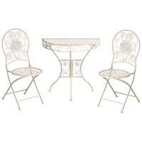conjunto de balcon jardin exterior metal estilo vintage motivo floral estructura de hierro beige claro yaviza