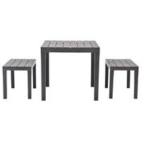 mesa de jardin  mesa de exterior con 2 bancos plastico marron