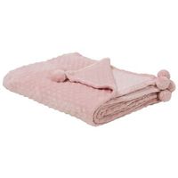 manta rosa 200 x 220 pompones textura suave colcha sofa cama comodidad samur