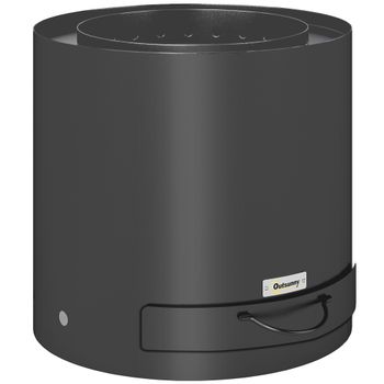 Outsunny Brasero Exterior Redondo con Bandeja para Cenizas y Atizador Protector de Chispas para Jardín Terraza Ø45x42 cm Negro