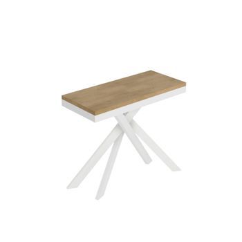 Consola Extensible 90x40/196 Cm Saki Small Evolution Roble Natural Estructura Blanca