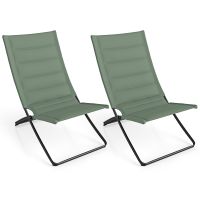 costway 2 sillas playa plegables con respaldo y asientos acolchados portatiles para cesped camping pesca y conciertos verde