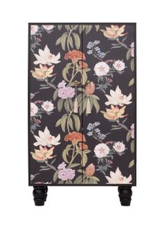 Armario aparador de MDF estampado floral sobre fondo negro