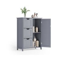 armario de bano estrecho comoda con cajones estante ajustable gris paloma  con 3 cajones 30 x 60 x 81 cm