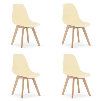 Set De 4 Silla De Comedor Polipropileno Valora Kito Asiento Ergonómico Crema