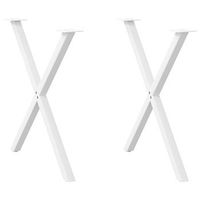 patas para mesa de comedor en forma de x 2 unidades color blanco 80 x 72-73 cm acero vidaxl