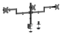 aisens soporte de mesa eco giratorio e inclinable para 3 monitores 10kg 3 pivotes 2 brazos de 13 27 negro