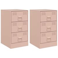 pack 2 uds mesitas de noche  mesa auxiliar  mesilla acero rosa 345x39x62 cm