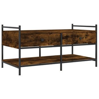 Mesa De Centro 99x50x50 Cm Madera Y Metal Trabajados - Marrón