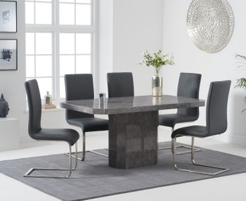 Belle 160cm Grey Marble Dining Table With Malaga Dining Chairs