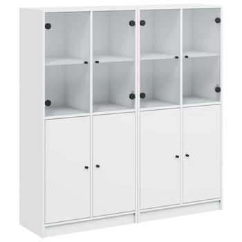 Estantería con puertas madera de ingeniería blanco 136x37x142 cm