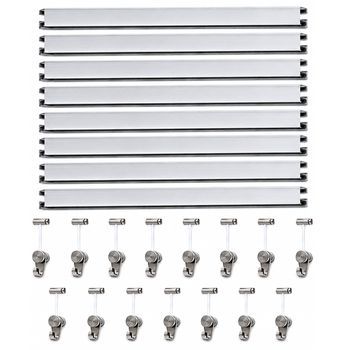 Colgar Cuadros Sin Agujeros Pack 12 Metros Eurohang Guías Aluminio Plata Mate 150 Cm Con 15 Colgadores Rm Nylon Clips Tapas Tornillos