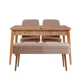 Set Mesa Comedor Extensible Y Sillas (4 Piezas) Vina 0900 3 Pino Atlántico
