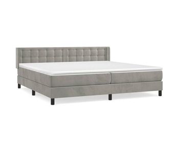 Cama box spring con colchón terciopelo gris claro 200x200 cm botones