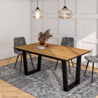 mesa comedor efecto madera roble y negro 167x90x74cm