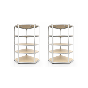 Jardin202 - Estantería Modular De Acero Y Madera  Decorativa Industrial Para Hogar, Despacho O Negocio  5 Baldas 875 Kg  Esquinera - Pack 2 Uds (plata)  Esquinera - Pack 2 Uds (plata)jardin202