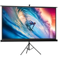 homcom pantalla proyector con soporte portatil 100 pulgadas 169 altura ajustable 221x124 cm para presentaciones negro   aosom espana