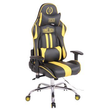 Silla Gamer Masajeante Limit Xm Simil Cuero Negro/amarillo 51x67x128 Cm Clp