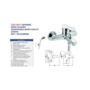 Grifo Monomando De Baño Genebre Serie K8 Con Kit Cromo 60100284566