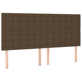 Cabecero Cama Mueble De Dormitorio Con Luces Led Tela Oscuro 160 X 5 X 118/128 Cm Marrón M02_0009116
