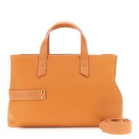 bolso de mano efecto piel granulada con presilla de tpu y logotipo orange