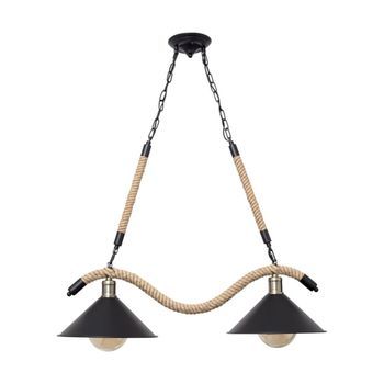Lámpara De Techo Soga Lumit 40w Altura Regulable Cuerda Negro/natural Ø30x50-100 Cm