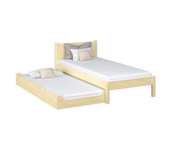 Cama individual con cajón para colchón n02 pino incoloro
