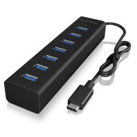 hub icy box 7 puertos 5000 mbits ib-hub1700-c3 aluminio negro cable 04 m
