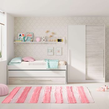 Pack Muebles Infantil Juvenil Elliot (cama Nido+estantería+armario+somieres 90x190 Cm)