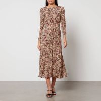 rixo cerise leopard-print jersey midi dress - uk 12