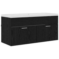 mueble de cuarto de bano roble negro 100 x 385 x 46 cm