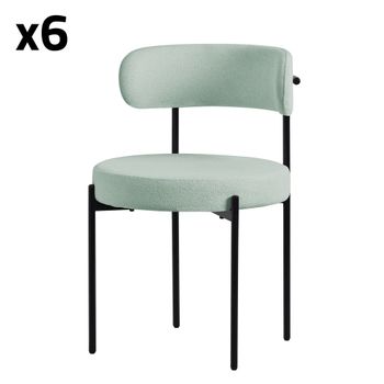 6x Sillas de comedor verde tapizado Teddy poliéster con respaldo alto