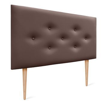 Dhome Cabecero De Polipiel Con 3 Hileras Intercaladas De Botones Y Patas Cabezal Tapizado Cama Lujo (chocolate, 110cm)
