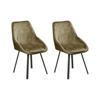 conjunto de 2 sillas de comedor modernas de terciopelo con patas de hierro negras recubrimiento en polvo 180 giratorio verde terlton