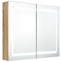 armario de bano  mueble bano con espejo y led color roble 80x12x68 cm