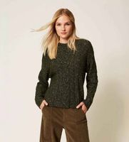 twinset para mujer 252tt3432 jersey de mezcla de lana con lurex verde l casual