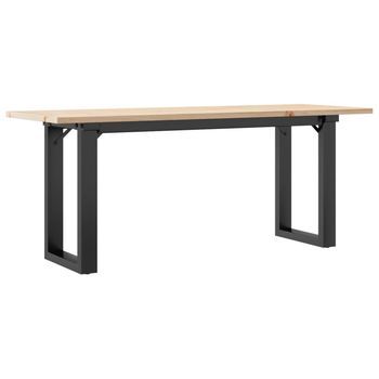 Mesa De Café - Mesa De Centro Marco O Madera Maciza Pino Y Acero 110x40x45 Cm