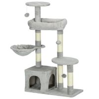 pawhut rascador para gatos altura 104 cm arbol para gatos con postes de sisal cueva plataformas y bolas colgantes gris claro
