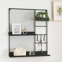 panel de rejilla westre con estantes metal 70x60x11cm - negro encasa